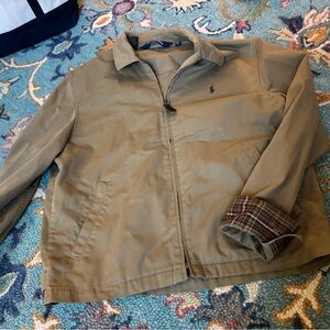 90s Ralph Lauren Polo Tan Khaki Plaid Lined Jacket Vintage